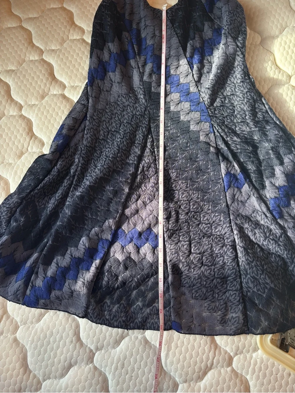 Free People Textured Sleeveless Dress in Black & Navy